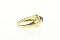 14K Yellow Gold Oval Natural Sapphire Diamond Accent Ornate Ring