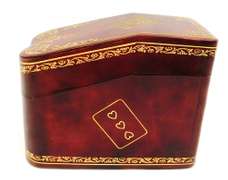 Vintage Italian Leather & Gold Gilt Card Box
