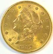 Fresh Choice BU 1897-S US $20 Liberty Gold Piece. Nice