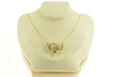 14K Yellow Gold 1.50 Ctw Baguette Diamond Loop Curvy Pendant