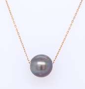 Lovely 18kt RG Tahitian Pearl Chain Necklace