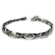 Sterling Silver X & Oval Bracelet with Genuine Diamond accents