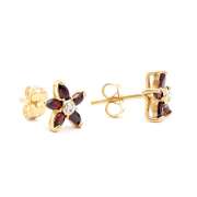 Plated 18KT Yellow Gold 1.03cts Garnet and Diamond Earrings
