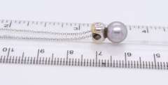 Charming 18kt WG Grey Pearl and Bezel Set Diamond Necklace