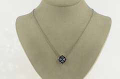 14K White Gold 3.30 Ctw Blue Topaz Iolite Squared Cluster Necklace
