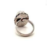 Red Carnelian in Ovular Tibtan Silver Rope Ring