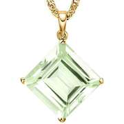 5.33 CT GREEN AMETHYST 10KT SOLID YELLOW GOLD PENDANT