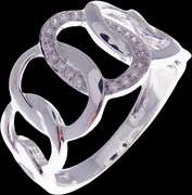 High-Class 18k White Gold Chained Diamond Ring