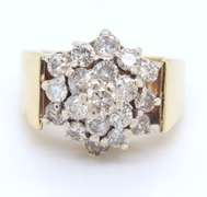 Pleasing Yellow Gold 2ctw Diamond Cluster Ring