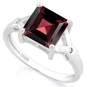 3.00 CT GARNET & DIAMOND 925 STERLING SILVER RING