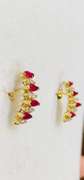 14kt Solid Yellow Gold, Ruby, & Diamond Earrings