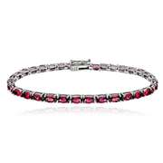 Sterling Silver 11.55ct Created Ruby Birthstone Tennis Bracelet