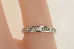 14K White Gold 0.75 Ct Princess Cut Diamond Wedding Band Ring