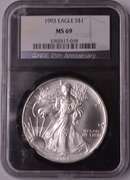 1993 American Silver Eagle NGC MS69