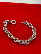 LADIES 14K WHITE AND YELLOW GOLD LINK BRACELET