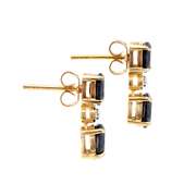 Plated 18KT Yellow Gold 3.30ctw Black Sapphire and Diamond Earrings