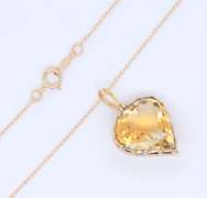 Vintage Yellow Gold Pear Citrine Pendant on Chain