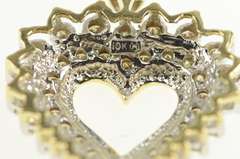 10K Yellow Gold 1.14 Ctw Diamond Tiered Cluster Heart Love Pendant
