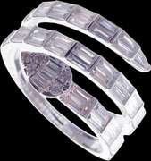 Exquisite Double Coil Diamond Snake Head 18k White Gold Ring