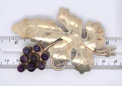 Vinatge Sterling Silver Amethyst Grape Brooch