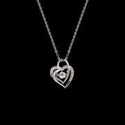 'My love' Created dancing diamond sterling silver pendant