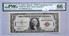 $1 1935 A Gem 66 EPQ Hawaii Emergency Issue Silver Certificate