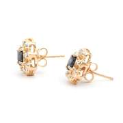 Plated 18KT Yellow Gold 1.30ctw Black Sapphire and Diamond Earrings