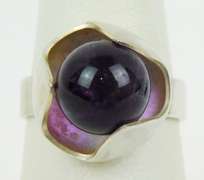 Vintage Modernist Sterling Amethyst Ring, Size 7