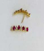 14kt Solid Yellow Gold, Ruby, & Diamond Earrings