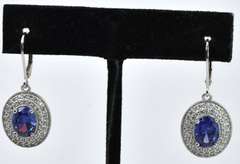 Purple Crystal Earrings In Silver