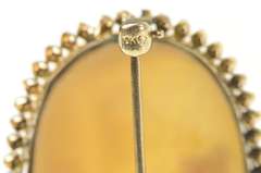 10K Yellow Gold Carved Farmhouse Scene Oval Cameo Pendant/Pin