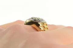14K Yellow Gold 1.00 Ctw Diamond Retro Men's Watch Cluster Ring