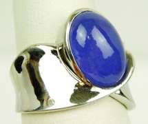 Wide Chunky Sterling Purple Jade Ring, Size 8