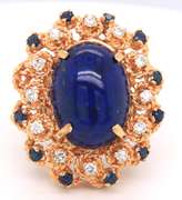 LADIES 18K DIAMOND , SAPPHIRE AND BLUE LAPIS RING / BROOCH