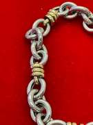 LADIES 14K WHITE AND YELLOW GOLD LINK BRACELET