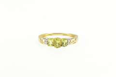 10K Yellow Gold Peridot Three Stone Diamond Engagement Ring