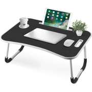 Folding Wooden Lazy Bed Desk Table with Water Cup Slot