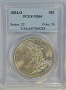 Great nearly Gem BU 1884-O Morgan Silver Dollar. PCGS MS64