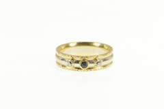 14K Yellow Gold Sapphire Old European Cut Diamond Wedding Ring