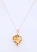 Vintage Yellow Gold Pear Citrine Pendant on Chain