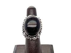 🕷Drop dead!🕷Oval Black Onyx Tibetan Silver Floral Energy Design Ring