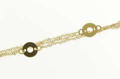 14K Yellow Gold Tiered Geometric Chain Disc Circle Charm Bracelet