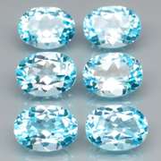 Matched! 6 piece 9.59ct full fire sky blue Topaz set