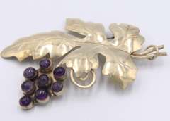 Vinatge Sterling Silver Amethyst Grape Brooch