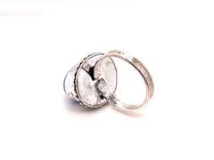 Oval Cut Blue Stone Ring in Tibetan Silver Beaded Ring