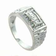 Sterling Silver Mens CZ Chunky Designer Inspired Band Ring Size 11