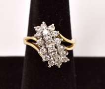 Wonderful Waterfall Diamond Ring in 14K Yellow Gold