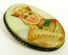Large Handpainted Russian Princess Brooch