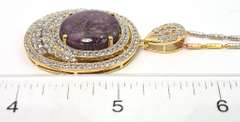 Glittering Massive 23.79CTS Cabochon Cut Natural Star Ruby & White Sapphire Necklace in 3-Tone Silver