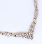 Majestic White and Yellow Gold Chevron Diamond Necklace